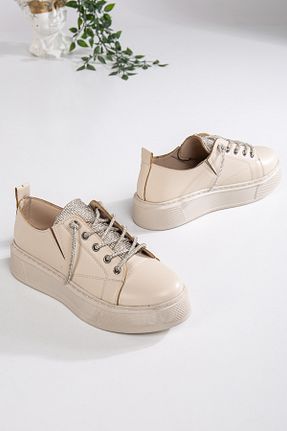 کفش اسنیکر بژ زنانه بند دار Mc vay Shoes - کد 890300741