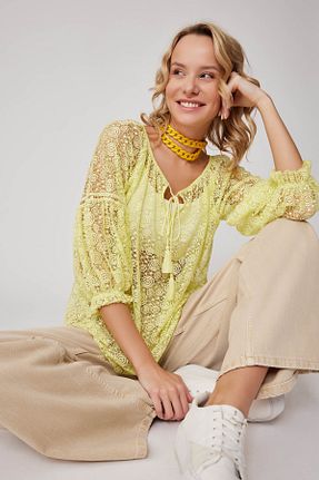 بلوز زرد زنانه ساده Vitrin - کد 812357996