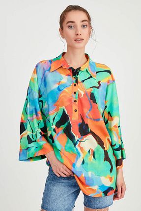 بلوز سبز زنانه طرح دار Vitrin - کد 825986854