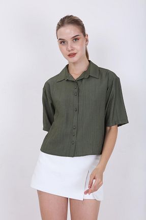 پیراهن خاکی زنانه اورسایز Vitrin - کد 312057267