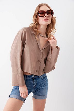 پیراهن قهوه ای زنانه رگولار Vitrin - کد 658594928