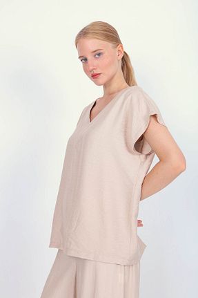 بلوز بژ زنانه ساده Vitrin - کد 320284921