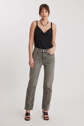 شلوار جین طوسی زنانه پاچه ساده Vitrin - کد 812358145