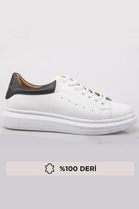 کفش اسنیکر سفید مردانه چرم اصل depderi - کد 890301446