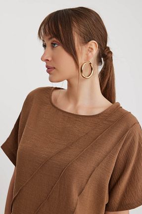 بلوز قهوه ای زنانه ساده Vitrin - کد 815619876