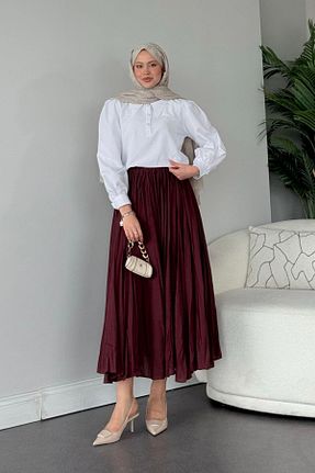 دامن حجاب زرشکی زنانه رگولار HAZA MODA - کد 890304080