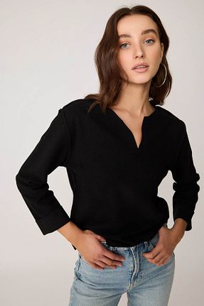 بلوز مشکی زنانه ساده Vitrin - کد 764960607