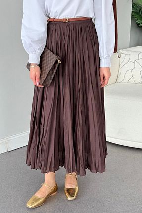 دامن حجاب قهوه ای رگولار HAZA MODA - کد 890304039