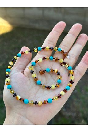 گردنبند جواهر رنگی بچه گانه سنگ طبیعی KEHRİBAREVİ KARAMAN - کد 647698738
