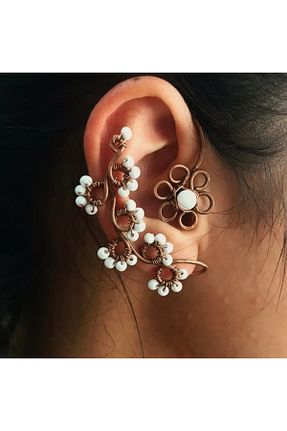 گوشواره جواهر سفید منجق MODA - کد 890438732