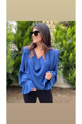 بلوز آبی زنانه ساده alieva - کد 890439394