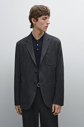 کت بلیزر طوسی مردانه رگولار Massimo Dutti - کد 890452922