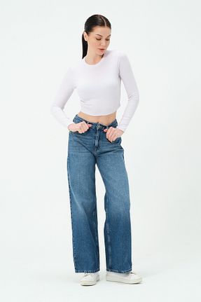 شلوار جین آبی زنانه پاچه گشاد Chicup - کد 890474714
