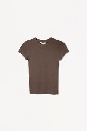 تیشرت قهوه ای زنانه رگولار Bershka - کد 890501759