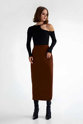 دامن قهوه ای زنانه پارچه CNG MODA - کد 890507139