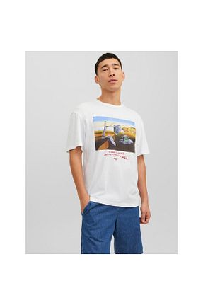 تیشرت سفید مردانه یقه دوچرخه Jack & Jones - کد 683150057