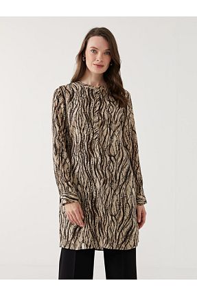 تونیک قهوه ای زنانه پنبه پلی استر LC Waikiki - کد 890514947