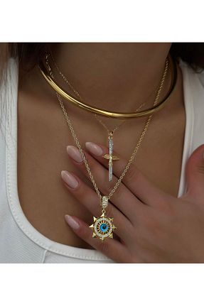 گردنبند استیل ( فولاد ) طلائی زنانه استیل (فولاد) SU PERİSİ TAKI BİJUTERİ - کد 890544471
