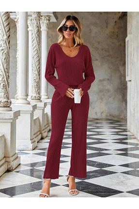 ست بالاتنه و پائین تنه حجاب زرشکی زنانه رگولار Butik - کد 890577179