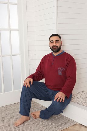 ست لباس راحتی زرشکی مردانه ساده Sude HOMEWEAR - کد 797334553