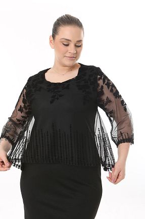 لباس مجلسی سایز بزرگ مشکی زنانه یقه دوچرخه modayız - کد 819334738