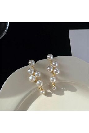 گوشواره جواهر قهوه ای مروارید Pelin Aksesuar - کد 833079976