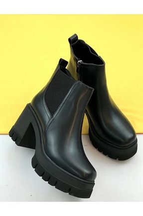 بوت / نیم بوت مشکی زنانه چرم مصنوعی Park Moda - کد 871880300