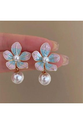 گوشواره جواهر نارنجی مروارید Pelin Aksesuar - کد 788366355