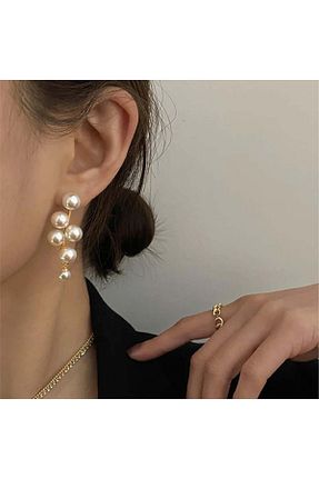 گوشواره جواهر قهوه ای مروارید Pelin Aksesuar - کد 833079976