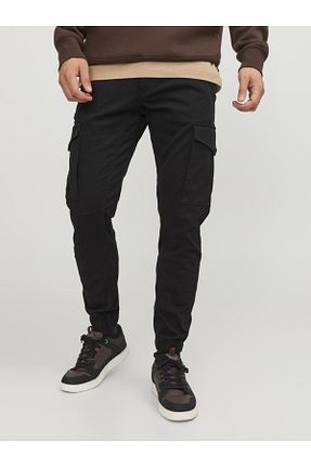 شلوار مشکی مردانه پنبه - الاستین Jack & Jones - کد 38337500
