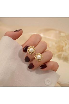 گوشواره جواهر طلائی مروارید Pelin Aksesuar - کد 171507059