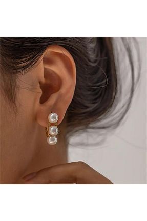 گوشواره جواهر طلائی مروارید Pelin Aksesuar - کد 767208545