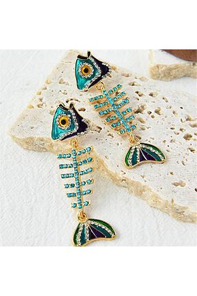 گوشواره جواهر آبی فلزی Pelin Aksesuar - کد 327718250