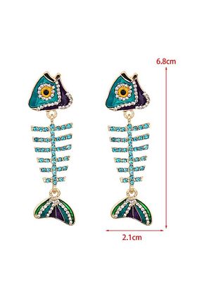 گوشواره جواهر آبی فلزی Pelin Aksesuar - کد 327718250
