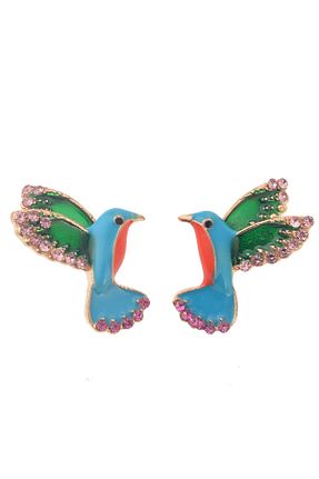 گوشواره جواهر رنگی فلزی Pelin Aksesuar - کد 6642801