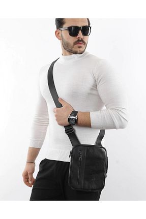 کیف دوشی مشکی مردانه چرم خالص Fil Deri - کد 890643094