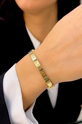دستبند طلا زرد زنانه 14 عیار SEYHAN KUYUMCULUK - کد 891699255