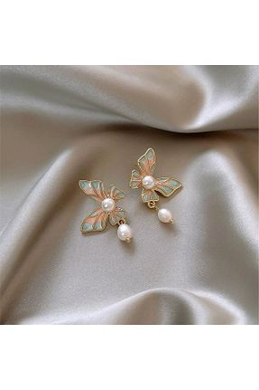 گوشواره جواهر نارنجی مروارید Pelin Aksesuar - کد 788366537