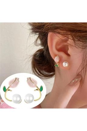 گوشواره جواهر صورتی Pelin Aksesuar - کد 833284493