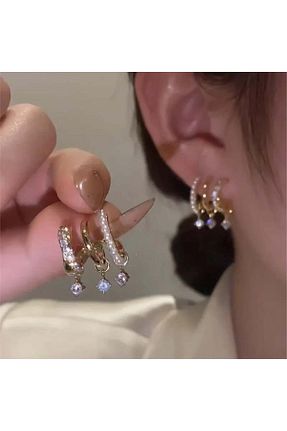 گوشواره جواهر طلائی لزران Pelin Aksesuar - کد 833101351