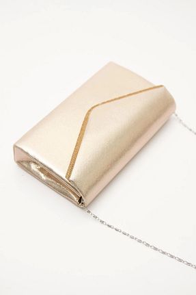 کیف دوشی طلائی زنانه چرم مصنوعی Genel Markalar - کد 334050056