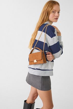 کیف دوشی سرمه ای زنانه پلی استر Stradivarius - کد 890660381