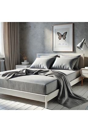 ست ملحفه دونفره طوسی پنبه ای Home - کد 890666848
