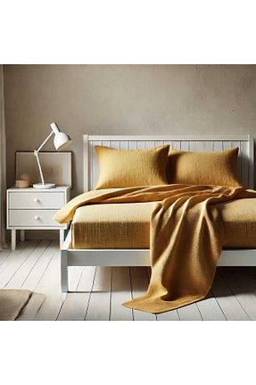 ست ملحفه دونفره زرد پنبه ای Home - کد 890665760