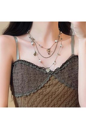 گردنبند جواهر طلائی زنانه فلزی Pelin Aksesuar - کد 890695015