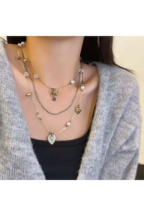 گردنبند جواهر طلائی زنانه فلزی Pelin Aksesuar - کد 890695015