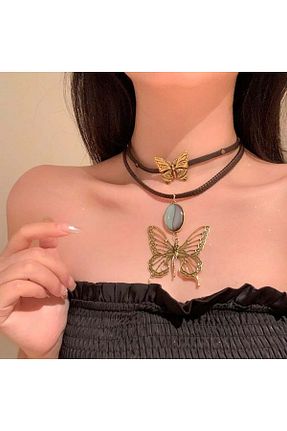 گردنبند جواهر قهوه ای زنانه چرم Pelin Aksesuar - کد 890695959