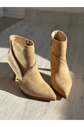 بوت / نیم بوت بژ زنانه چرم مصنوعی Favi Ayakkabı - کد 777216322