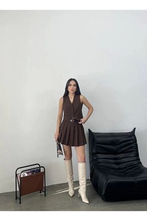 جلیقه قهوه ای زنانه رگولار Asfa Moda - کد 890793303