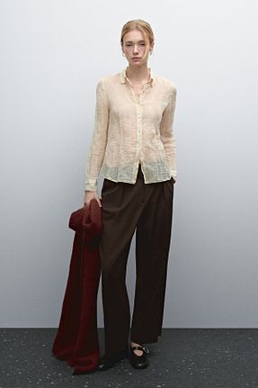 شلوار قهوه ای زنانه پشمی Massimo Dutti - کد 888641416